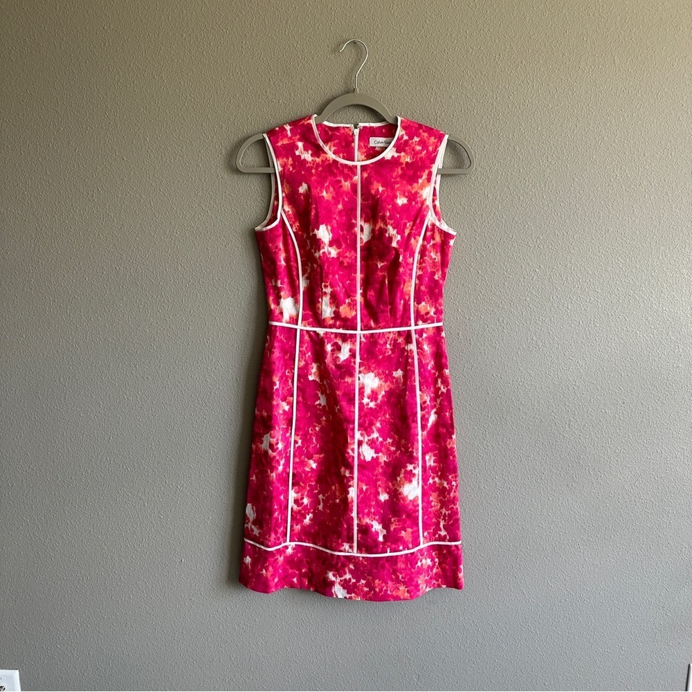 Calvin Klein Pink Patterned Fitted Dress 4